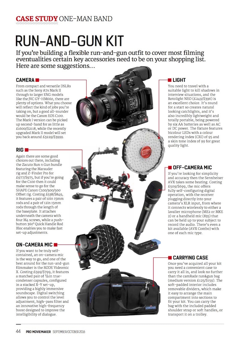 Run n' Gun Feature in pro moviemaker magazine James BaylissSmith